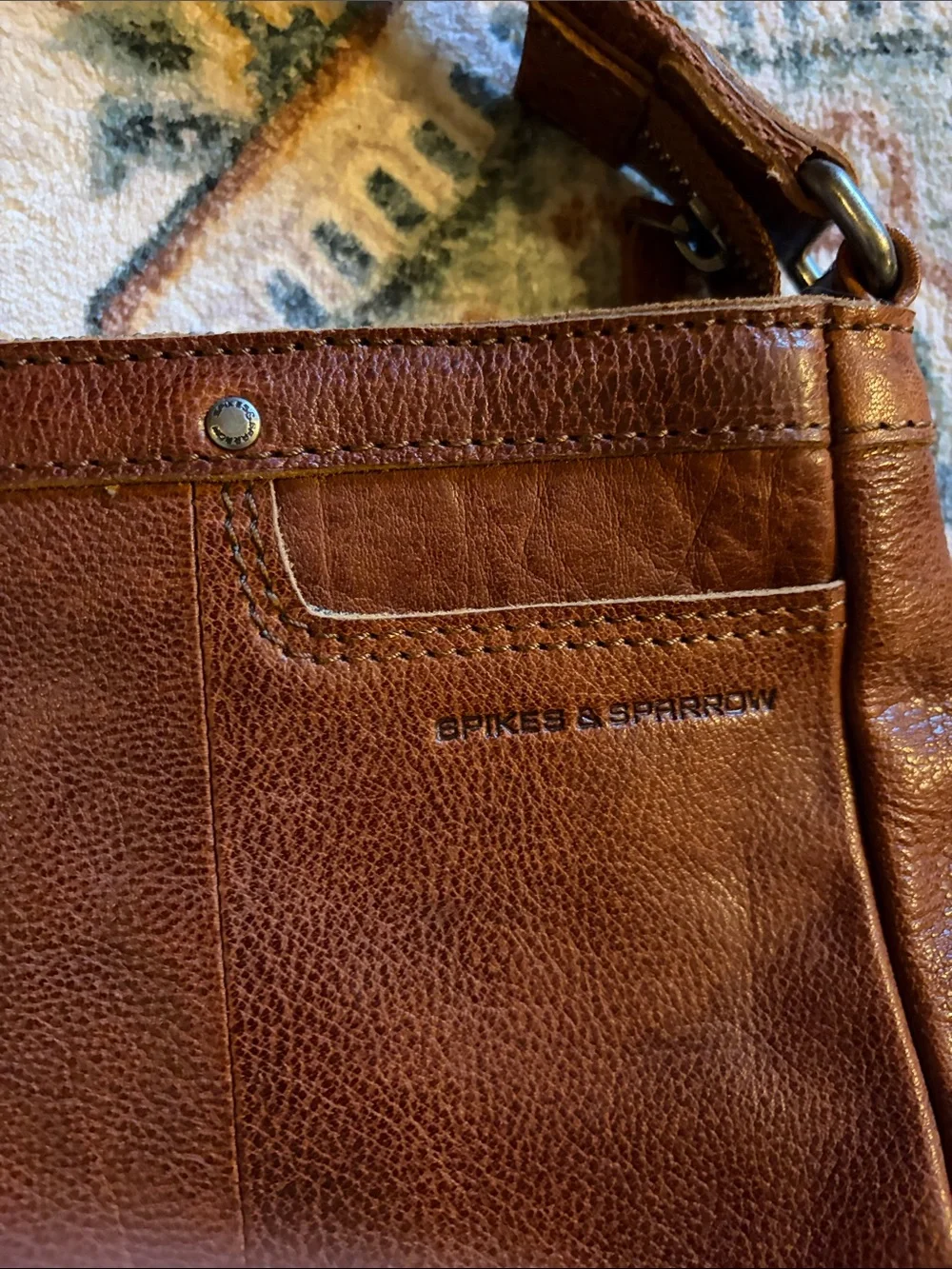 Spikes and Sparrow Rich Brown Leather Crossbody Bag, Zipper Pockets!